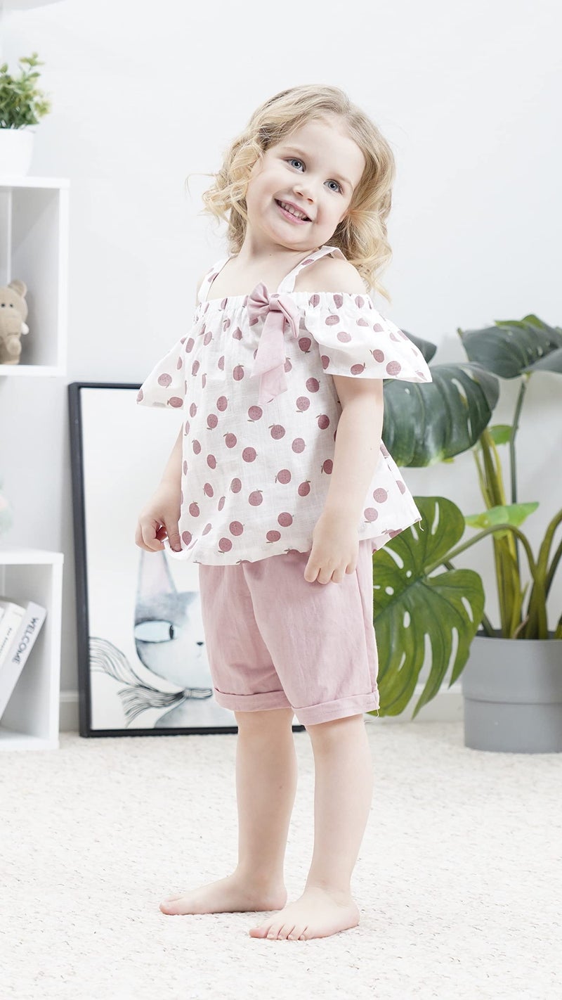 Hipea Toddler Baby Girls Summer Clothes Outfits Ruffle Camisole Spot Dot Tops and Casual Shorts 2-Piece Newborn Girl Clothing Set (3-4T) - Image 3